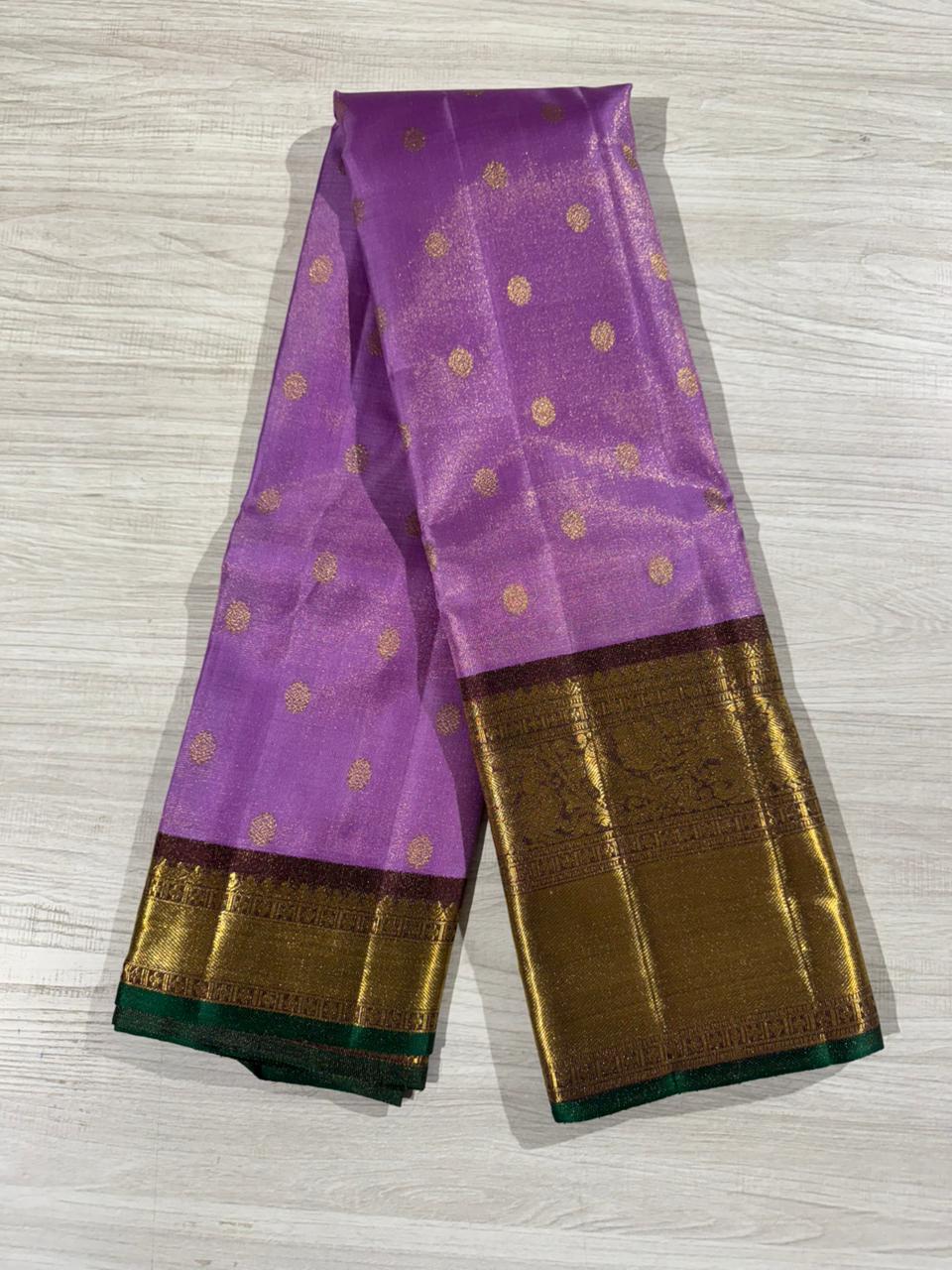 Lavender Gold Vathuvai Grand Tissue Silk Saree